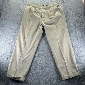 Ruff Hewn Pant Mens 38x32 Beige Cotton Chino Straight  Business Career Pleated